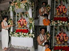 Ganesh Chaturthi 2021: अभिनेता Tusshar Kapoor ने अपने बेटे  Lakshya के साथ की गणपति पूजा, ट्रेडिशनल कपड़ों में नजर आए पिता-पुत्र
