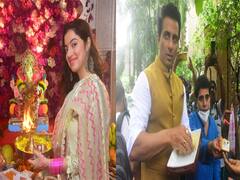 Celebs के घर बप्पाः नंगे पांव गणपति को घर लाने पहुंचे सेलेब्स, Sonu Sood ने घर के बाहर लोगों में आकर बांटा प्रसाद