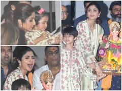 Ganesh Visarjan: राज कुंद्रा के बिना शिल्पा शेट्टी ने खूब धूमधाम से किया गणपति विसर्जन, बच्चों के साथ मस्ती में डूबी दिखीं एक्ट्रेस