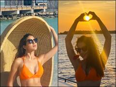 IN PICS | Sara Ali Khan Raises The OOMPH In Orange-Pink Bikini