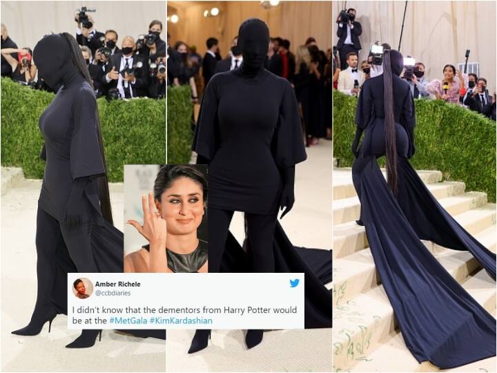 Met Gala 2021 Kim Kardashian Black Balenciaga Met Gala Look Invites Meme Fest On Twitter