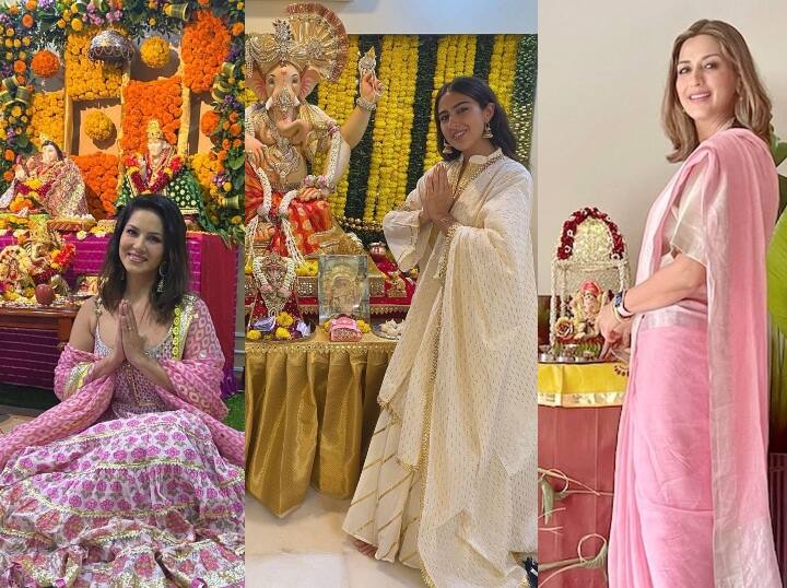 मुंबई समेत पूरे महाराष्ट्र में गणपति फेस्टीवल कोरोना गाइडलाइंस के साथ पूरे जोश के साथ मनाया जा रहा है. बॉलीवुड सेलेब्स भी इसमें पीछे नहीं हैं. हर साल ये सेलेब्स गणेश चतुर्थी पर गणपति बप्पा का स्वागत करते हैं और उनकी पूजा अर्चना करते हैं. शिल्पा शेट्टी से लेकर माधुरी दीक्षित, सोनाली बेन्द्रे और सारा अली खान तक गणपति का पूजन करते हुए दिखाईं दी. इन सेलेब्स ने अपने घर गणपति के स्वागत की तस्वीरें सोशल मीडिया पर शेयर की हैं. इस मौके पर उन्होंने खास ट्रेडिशनल ड्रेसेज पहने हैं. जो देखने में काफी स्टाइलिश लग रहे हैं. अगर आप भी गणपति की पूजा में शामिल होने जा रही है तो बॉलीवुड सेलेब्स के इन आउटफिट्स से आप भी आईडिया ले सकते हैं.