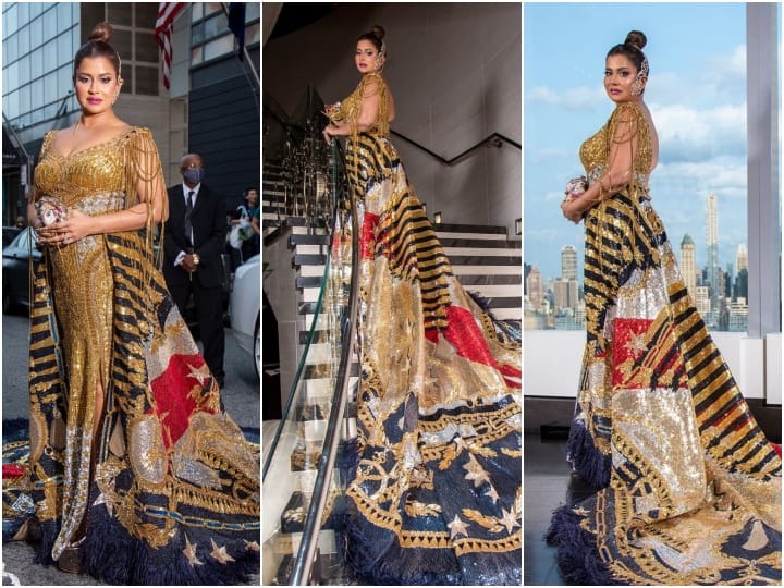 Hyderabad-based Billionaire Philanthropist Sudha Reddy Only Indian at Met Gala dazzles in Falguni Shane Peacock Met Gala 2021: 'మెట్ గాలా'లో హైదరాబాదీ మెరుపులు.. రెడ్ కార్పెట్‌పై బిలియనీర్ సుధా రెడ్డి హొయలు