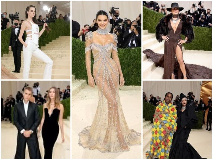 Met Gala 2021 Red carpet- COVID-19 महामारी के बाद इस साल न्यूयॉर्क शहर के मेट्रोपॉलिटन म्यूज़ियम ऑफ़ आर्ट में सोमवार की रात मेट गाला का आयोजन किया हृगया. जिसमें हॉलीवुड के फेमस सितारों ने शिरकत की. इस दौरान कई कई एक्ट्रेस का बोल्ड और खूबसूरत अंदाज देखने को मिला तो, तो कई सेलेब्स अपने अतरंगी अवतार में नजर आए. आइए डालते हैं इनकी तस्वीरों पर एक नजर....