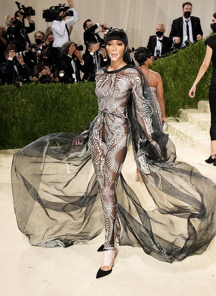 Winnie Harlow attends The 2021 Met Gala Celebrating In America: A Lexicon Of Fashion at Metropolitan Museum of Art on September 13, 2021 in New York City. (Photo by Jeff Kravitz/FilmMagic)