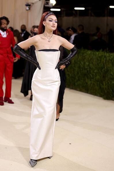 Supermodel Gigi Hadid posing at the 2021 Met Gala.[pic credit: Gettyimages]