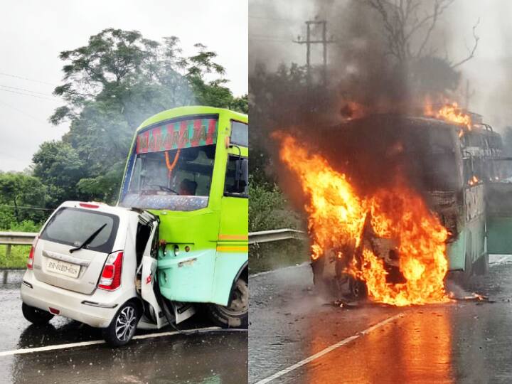 Jharkhand Road Accident: car and bus Collide on Ramgarh Bokaro highway 5 people burnt alive ann Jharkhand Road Accident: रामगढ़-बोकारो हाईवे पर कार और बस में भीषण टक्कर, जिंदा जलकर 5 लोगों की मौत