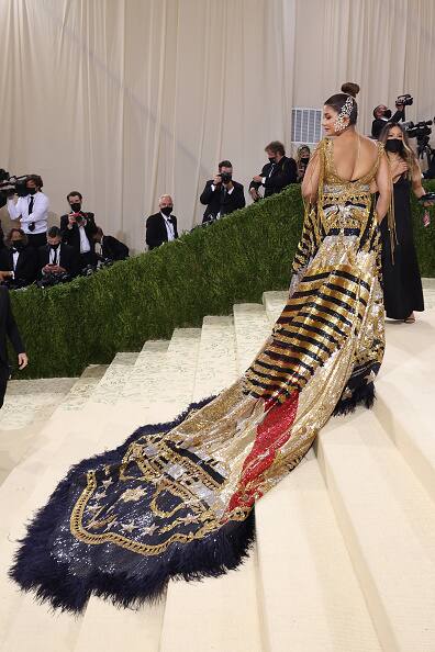 Styled by Ise White, Sudha's gown grabbed the limelight for its 3D embellishments of Swarovski crystals, sequins and bugle beads adorned on the sartorial train. [pic credit: Gettyimages]