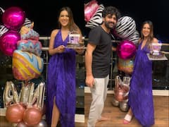 PICS: Nia Sharma Sizzles In Blue Dress As She Celebrates 31st Birthday With Family & Friends At New House
