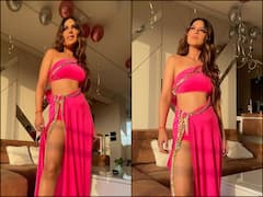 PICS: Nia Sharma Stuns In Her Pink Thigh-High Slit Birthday Outfit
