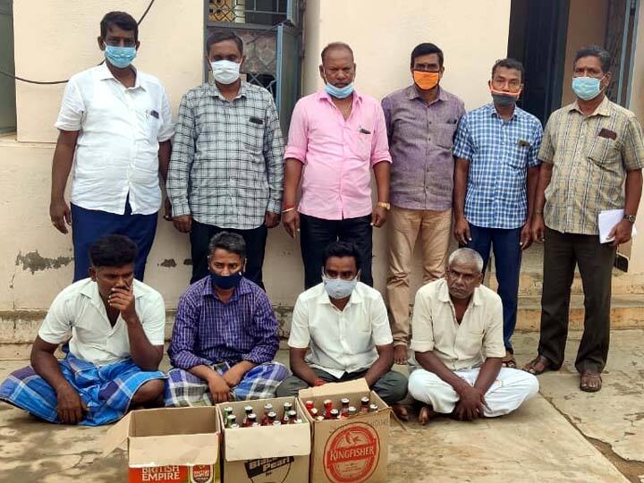 Seal of 4 bars operating without permission in Thanjavur - தஞ்சாவூரில் அனுமதியின்றி செயல்பட்ட 4 பார்களுக்கு சீல் - மதுபானங்கள் பறிமுதல், 4 பேர் கைது