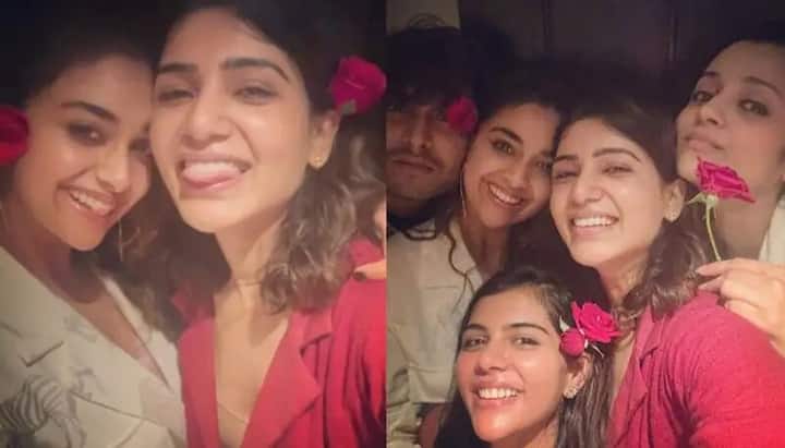 (Photo Courtesy: Instagram) ఈ పార్టీలో సీనియర్ బ్యూటీ త్రిష, కుర్ర హీరోయిన్ కళ్యాణి ప్రియదర్శిని కూడా కనిపిస్తున్నారు. స్నేహితులందరూ కలిసి పార్టీ చేసుకున్న ఫోటోలు ఇప్పుడు సోషల్ మీడియాలో వైరల్ అవుతున్నాయి.