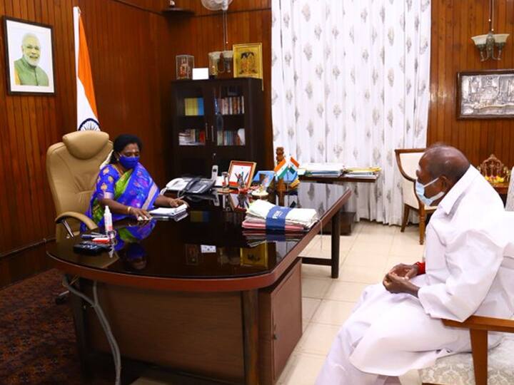 ‘Puducherry Rajya Sabha MP Election’ - N. Rangasamy who met the Governor twice in 24 hours புதுச்சேரி ராஜ்யசபா எம்.பி தேர்தல்- 24 மணி நேரத்தில் 2 முறை ஆளுநரை சந்தித்த என்.ரங்கசாமி
