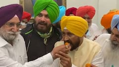 EXCLUSIVE Visuals of Navjot Singh Sidhu celebrating Channi's elevation to Punjab CM's post