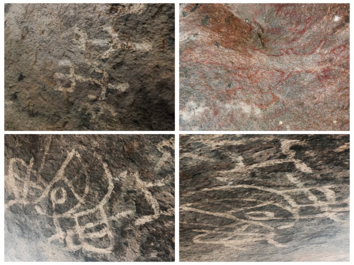 thiruvannamalai Discovery of Stone Age rock paintings near Vettavalam திருவண்ணாமலை: வேட்டவலம் அருகே பெருங்கற்காலத்தை சேர்ந்த பாறை ஓவியங்கள் கண்டுபிடிப்பு