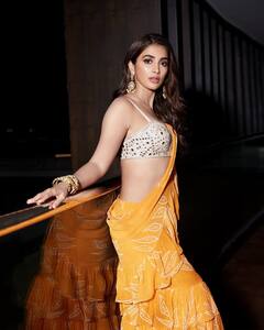 Actress Pooja Hegde pics: மஞ்சள் புடவையில் மயக்கும் புட்ட பொம்மா..!