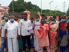தஞ்சாவூர் வருவாய் கோட்டாட்சியர் அலுவலகத்தில் குடியேறும் போராட்டம் நடத்திய விவசாயி...!