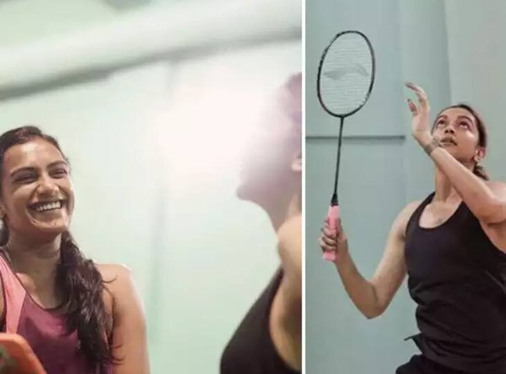 Deepika Padukone sweating it out on the badminton court with PV Sindhu PV Sindhu के साथ बैडमिंटन खेलती दिखीं Deepika Padukone, सोशल मीडिया पर शेयर किया वीडियो