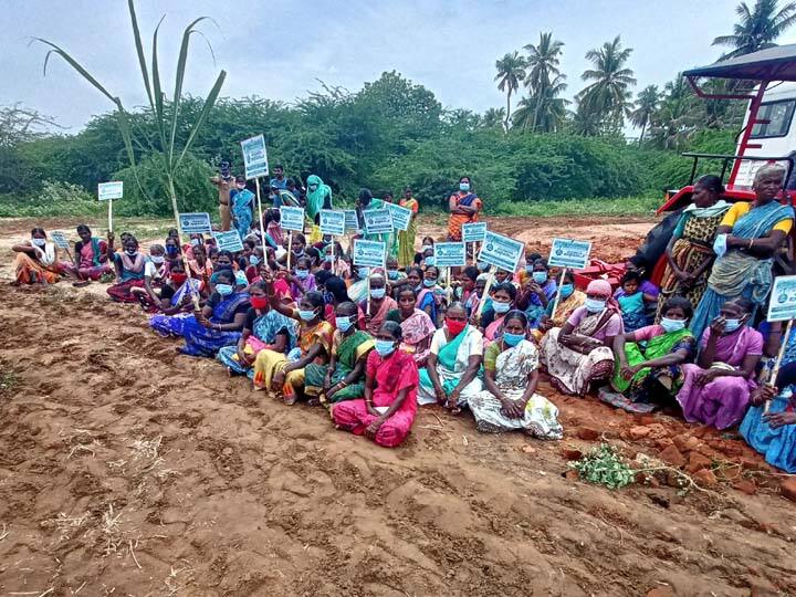 Thanjavur: Farmers protest by plowing land owned by a private sugarcane mill தஞ்சாவூர்: தனியார் கரும்பு ஆலைக்கு சொந்தமான நிலத்தை உழுது விவசாயிகள் போராட்டம்