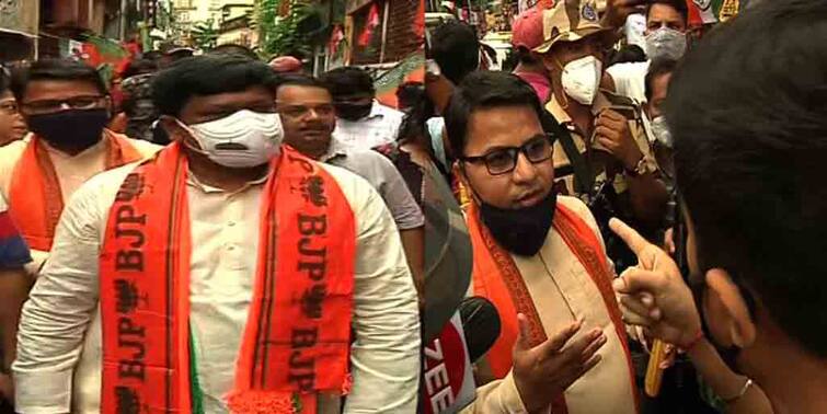 Bhabanipur By-Polls: Police block BJP’s campaign in Mamata Banerjees neighborhood, Sukanta Majumder gets involved in quarrel Bhabanipur By-Polls:মুখ্যমন্ত্রীর গড়ে প্রচার, বাধা পুলিশের, বচসায় জড়ালেন বিজেপি রাজ্য সভাপতি