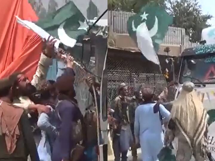 Viral Video Of Taliban Fighters Ripping Off Pakistan's Flags From Trucks Carrying Humanitarian Aid For Afghanistan WATCH | Taliban Rip Off Pakistan Flags From Trucks Carrying Humanitarian Aid For Afghanistan