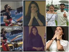 Virat Anushka Stadium Romance: स्टेडियम में एक दूसरे को जमकर FLYING KISS देते हैं विराट अनुष्का, देखिए तस्वीरों में