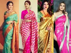 Silk Saree In Pics: सिल्क की साड़ी में गजब का कहर ढाती है बॉलीवुड की ये हसीनाएं, फैशन के मामले नंबर वन है सिल्क