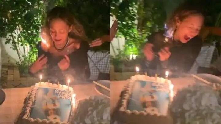 Hollywood Actress Nicole Richie hair on fire in her 40th birthday बर्थडे केक काट रही हॉलीवुड अभिनेत्री निकोल रिची के बालों में लगी आग, वीडियो वायरल