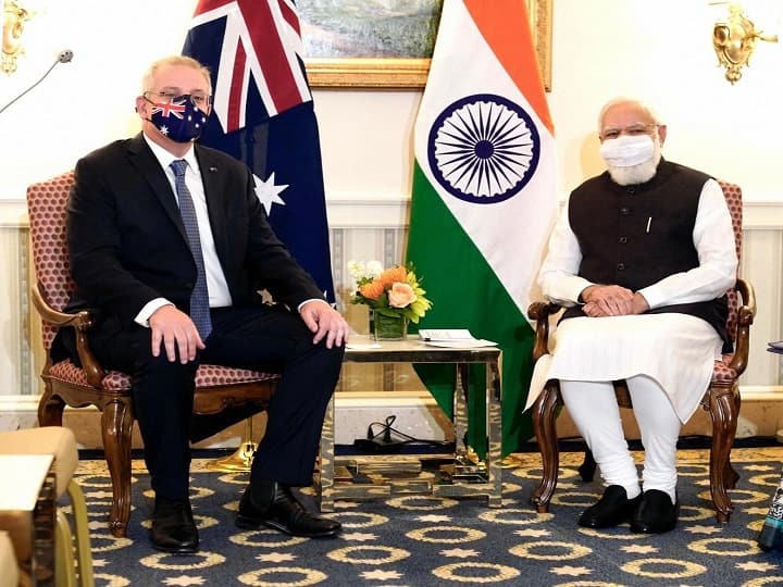 Modi US Visit: PM Meets Australian Counterpart Morrison In Washington Ahead Of Quad Summit Modi US Visit: PM Meets Australian Counterpart Morrison In Washington Ahead Of Quad Summit