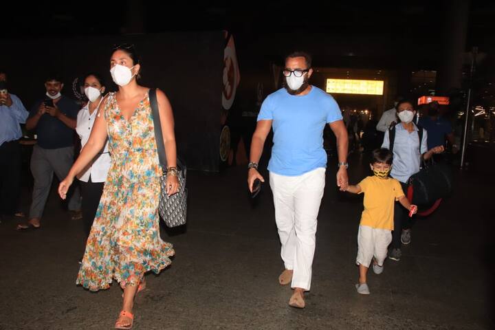Bollywood stars Kareena Kapoor Khan and Saif Ali Khan returned to India after celebrating her birthday in Maldives. The couple was snapped at the Mumbai airport by the paparazzi on Thursday (September 23) evening. Saifeena, as fondly called by fans, jetted off to the exotic island country to celebrate Kareena’s 41st birthday.