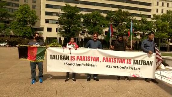 Washington: Balochistan citizens stage protest with 'Taliban is Pakistan, Pakistan is Taliban' banners