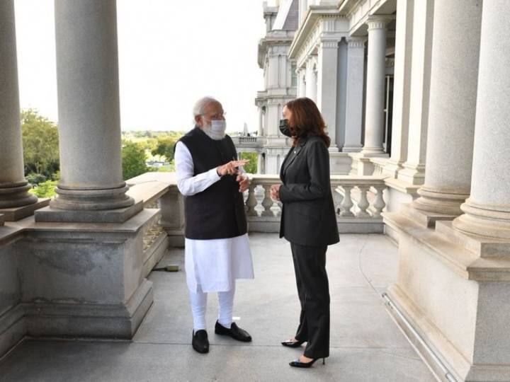 Tête-à-tête between PM Modi, US VP Kamala Harris, MEA shares pictures Modi - kamala harris Tête-à-tête | அமெரிக்க துணை அதிபர் - பிரதமர் மோடி சந்திப்பு : தெரிந்துகொள்ளவேண்டிய முக்கிய 10 விஷயங்கள் என்ன?