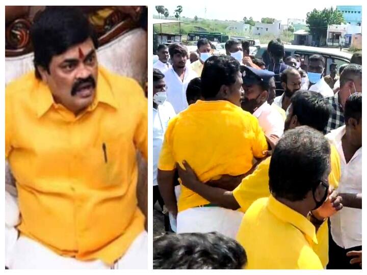 ADMK Ex minister Rajendrabalaji supporters clash in Virudhunagar district இபிஎஸ் வரவேற்பில் ராஜேந்திர பாலாஜியின் ‛எல்லோ ஆர்மி’ மோதல்! களேபரமான சாத்தூர் சாலை!