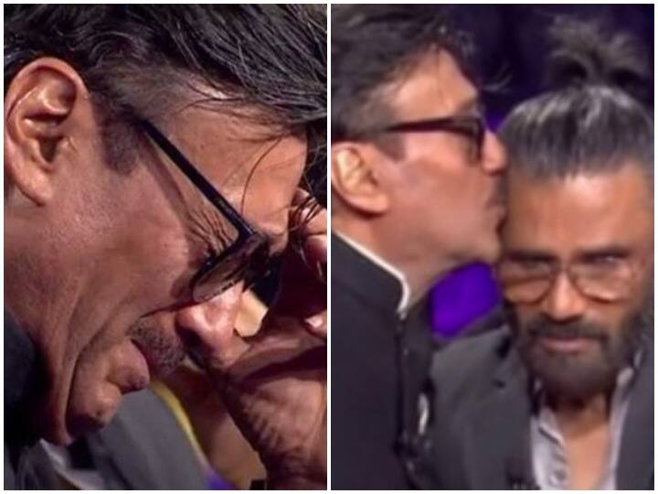 Jackie Shroff gets emotional after remembering mother in KBC 13 Suniel Shetty told the story of old days KBC में जब Suniel Shetty ने सुनाया Jackie Shroff की मां का किस्सा, फूट-फूटकर रोए एक्टर,  Amitabh Bachchan भी नहीं रोक पाए अपने आंसू
