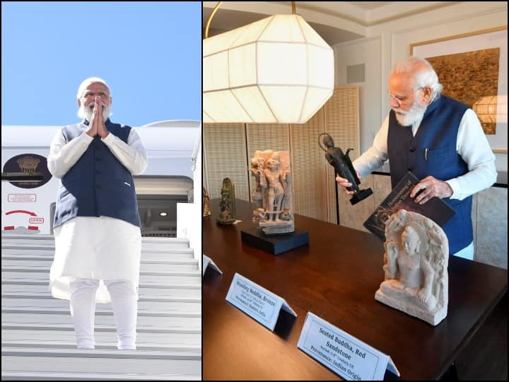 PM Modi emplanes for India from John F Kennedy International Airport after concluding US visit अमेरिका से भारत के लिए रवाना हुए प्रधानमंत्री नरेंद्र मोदी, अपने साथ ला रहे हैं तोहफे में मिली कई कलाकृतियां