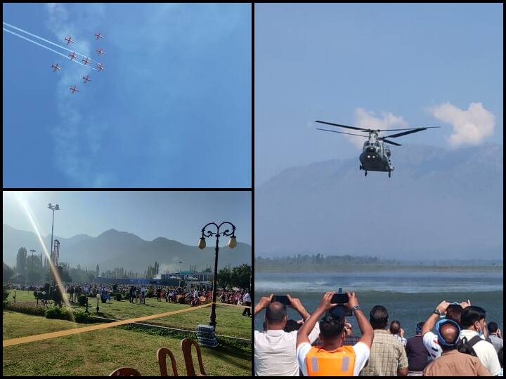 Jammu Kashmir News: AIR SHOW EXCITE KASHMIR STUDENTS TO BECOME FIGHTER PILOT: SRINAGAR ann Dal Lake Air Show: एयर शो देख रोमांचित हुए कश्मीर के छात्र, संजोने लगे हैं फाइटर पायलट बनने का ख्वाब