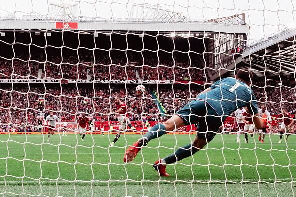 Bruno Fernandes of Manchester United misses a penalty during the Premier League match between Manchester United and Aston Villa at Old Trafford on September 25, 2021 in Manchester, England. United lost 0-1 against Villa. (Photo by Ash Donelon/Manchester United via Getty Images)