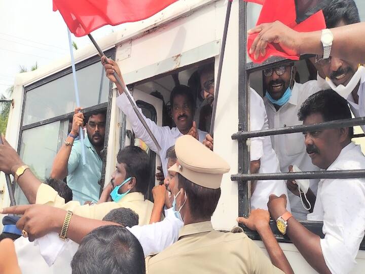 Bharat Bandh: DMK MLA arrested for road blockade in Cuddalore எதிர்க்கட்சிகள் நடத்தும் பாரத் பந்த் போராட்டம் - கடலூரில் சாலை மறியலில் ஈடுபட்ட திமுக எம்.எல்.ஏ கைது