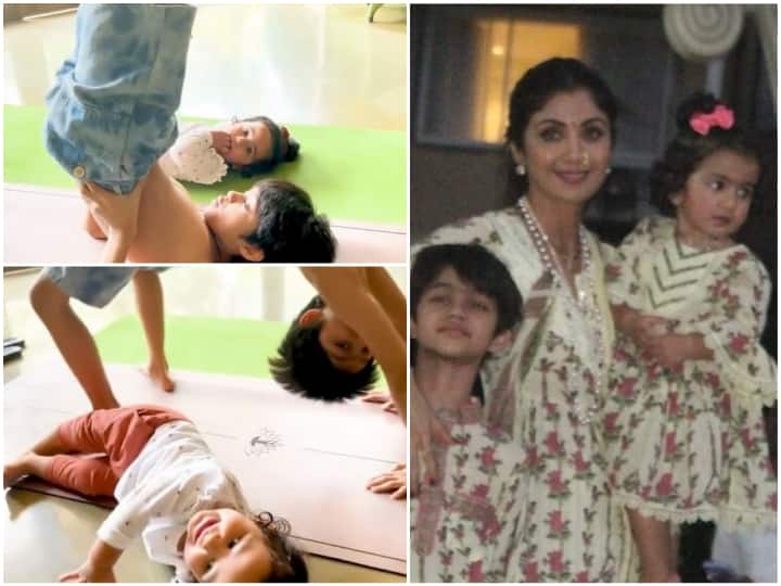 Shilpa Shetty's Son Viaan & Baby Daughter Samisha Bond Over Yoga, Watch Their Cutest Video Shilpa Shetty's Son Viaan & Baby Daughter Samisha Bond Over Yoga, Watch Their Cutest Video