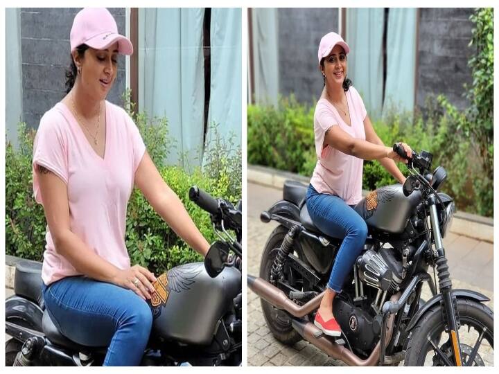 actress kaniha learned royal enfield and pose with bike ”சோக்காலியும் பறக்கும் ராசாளியும் “ - புல்லட் வண்டியில் கெத்து காட்டும் நடிகை கனிஹா!