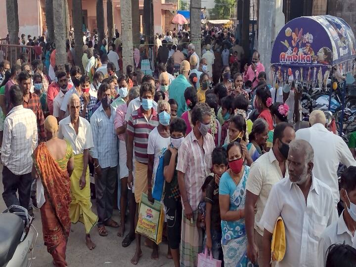 Cuddalore: As 5,000 people gathered at the Devanatha Swamy Temple in Thiruvananthapuram to shave their heads at the same time கடலூர்: திருவந்திபுரத்தில் மொட்டையடிப்பதற்காக ஒரே நேரத்தில் 5.000 பேர் குவிந்ததால் பரபரப்பு