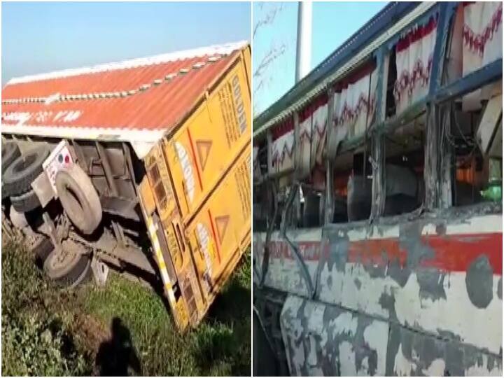 In Madhya Pradesh Seven dead - 6 men, 1 woman in a collision between a bus and a truck near Birkhadi village of Bhind Madhya Pradesh News: ఘోర రోడ్డు ప్రమాదం.. ఓ మహిళ సహా ఏడుగురు మృతి