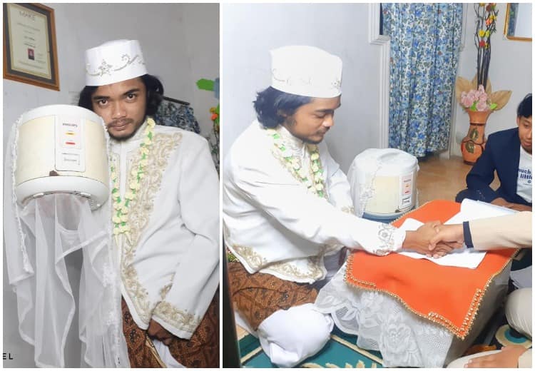 Indonesian man marries his own cooker for viral content and divorces it after 4 days குக்கர் கூட கல்யாணம்... 4 நாள்தான் டைவர்ஸ்.. என்னம்மா இப்படி பண்றீங்களே?
