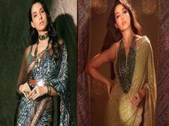 देखिए नोरा फतेही का स्टनिंग साड़ी वाला लुक, किसी भी पार्टी के लिए ये लुक आप कर सकते हैं कैरी