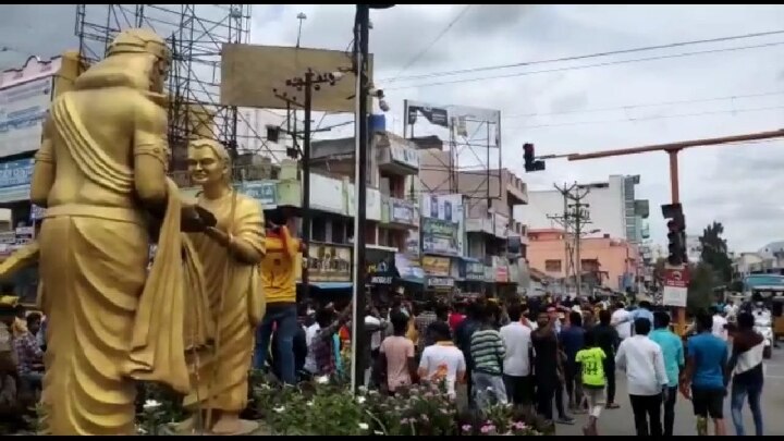 ருத்ரதாண்டவம் படத்திற்காக தடையை மீறி நடத்தப்பட்ட ஊர்வலம் - போலீசை கண்டதும் சிதறி ஓடிய இளைஞர்கள்