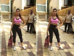 Nora Fatehi का दिखा जुदा अंदाज, ब्लैक एंक पिंक स्पोर्टी लुक में हटके दिखीं