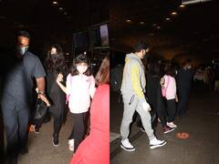 In Pics: Aaradhya के साथ पेरिस के लिए रवाना हुए Abhishek Bachchan और Aishwarya Rai, देखें एयरपोर्ट लुक की खास तस्वीरें
