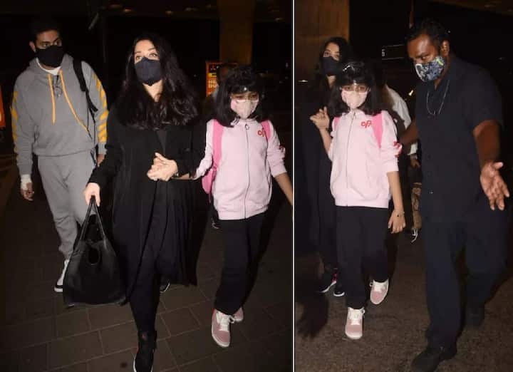 ਗੁਲਾਬੀ ਰੰਗ ਦੀ ਜੈਕੇਟ ਵਿੱਚ ਆਰਾਧਿਆ ਬਹੁਤ ਖੂਬਸੂਰਤ ਲੱਗ ਰਹੀ ਸੀ।