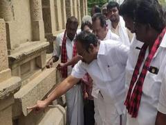 காஞ்சிபுரம் | கல்வெட்டுகள், குறிப்புகள்.. சுவாரஸ்யமாக வாக்கு கேட்ட தொல்லியல் துறை அமைச்சர்..