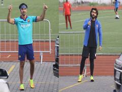 Ranbir Kapoor, Arjun Kapoor, Kartik Aaryan मुंबई के फुटबॉल कोर्ट में दिखे साथ, मैदान में दिखा स्वैग